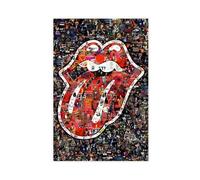 Impression sur toile avec logo de la langue « Made Out Of Famous Top Classic Rock Music » - Décoration pour chambre à coucher, bureau, chambre - Cadeau sans cadre - 40 x 60 cm