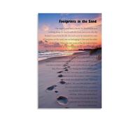 Impression sur toile avec poème chrétien d'empreintes de pas dans le sable - Poèmes inspirants - Affiche esthétique vintage - Impression pour appartement, chambre à coucher, salon - 20 x 30 cm