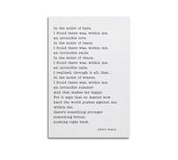 Impression sur toile avec poème d'Albert Camus - Cadeau pour vos amis ou pour votre propre utilisation - Décoration de chambre à coucher, salon - Esthétique - Style sans cadre - 20 x 30 cm