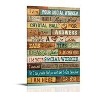Impression sur toile avec poèmes inspirants et vintage « I Am Your Social Worker » - Impression pour appartement, chambre à coucher, salon - 60 x 90 cm