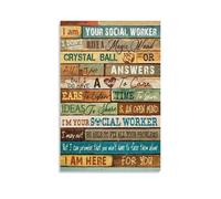 Impression sur toile avec poèmes inspirants et vintage « I Am Your Social Worker » - Impression pour appartement, chambre à coucher, salon - 60 x 90 cm