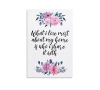Impression sur toile avec poèmes inspirants et vintage « What I Love Most About My Home » - 50 x 75 cm