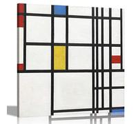 Impression sur toile avec rouge, bleu et jaune par Piet Mondrian - Décoration murale - Reproduction de peinture à l'huile - 30 x 30 cm