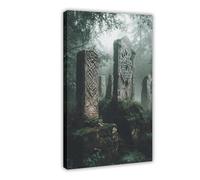 Impression sur toile avec ruines celtiques antiques - Décoration murale pour salon, chambre à coucher - 20 x 30 cm