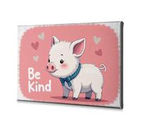 Impression sur toile « Be Kind: A Heartwarming Message From The Pig » - Décoration murale de Pâques (30 x 40 cm)