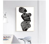 Impression sur toile Belle femme africaine avec bébé chambre mur Art toile peinture noir et blanc mur photo affiche maison chambre décoration Sans cadre (Color : No Frame, Size : 60x90cm (24X36in))