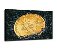 Impression sur toile Bitcoin Crypto-monnaie pour salon 1 panneau avec cadre 30,5 x 20,3 cm
