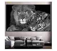 Impression sur Toile Blanc Lion Tigre Animaux Tableaux Mur Art Décoration Peinture Affiche Chambre Salon Décor sans Cadre 40X50CM