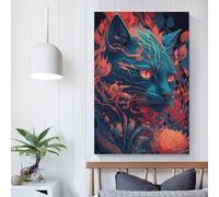 Impression sur toile bon marché représentant un livre d'histoires de chats de la savane, pour salon, cuisine, décoration d'intérieur, art mural moderne, 50 x 75 cm