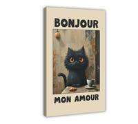 Impression sur toile Bonjour Mon Amour - Décoration murale pour salon, chambre à coucher - 20 x 30 cm