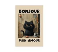 Impression sur toile Bonjour Mon Amour - Décoration murale pour salon, chambre à coucher - 50 x 75 cm