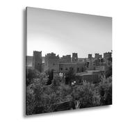 Impression sur toile Casbah rouge argile dans la lumière dorée du soleil couchant Format : 60 x 60 cm Effet : noir et blanc XXL Impression d'art sur châssis Décoration de salon
