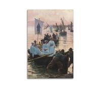 Impression sur toile célèbre d'Alfred Guillou - Arrivée du Pardon de Sainte Anne de Fouesnant à Concarneau - 50,8 x 76,2 cm