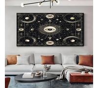 Impression sur Toile Céleste Fantastique avec Cadre en Bois Noir Tableau Decoration Murale pour Salon, Bureau ou Couloir, Prêt à Accrocher 50x100 cm
