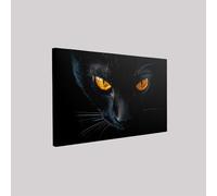 Impression sur toile chat aux yeux jaunes 30 x 20 cm tableau mural Noir décoratif moderne pour salon chambre cuisine maison