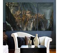 Impression sur toile Château du Seigneur des Anneaux tableau decoration murale chambre，Tableau Multi Panneau 3 Parties -impression sur toile salon，Abstrait HD Imprimé Maison Décor À La Cadre 150x70cm