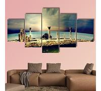 Impression Sur Toile Cinq Tableaux Consécutifs Décoration De Maison Moderne Peinture 5 Panneaux Abstraits Modulaire Poster Ruines De La Ville Grecque Antique Sans Cadre 200 X 100 Cm Affiche De Photo