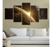 Impression Sur Toile Cinq Tableaux Consécutifs Décoration De Maison Moderne Peinture 5 Panneaux Abstraits Modulaire Poster Paysage De Planète Galaxie Cosmique (Non Encadré 150 X 100 Cm) Affi -2U9P-G3