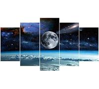 Impression Sur Toile Cinq Tableaux Consécutifs Décoration De Maison Moderne Peinture 5 Panneaux Abstraits Modulaire Poster Espace Univers Lune Étoiles 100 X 50 Cm Affiche De Photo D'Art De M -6G4W/L7V