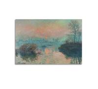 Impression sur toile Claude Monet - Coucher de soleil sur la seine à Lavacourt, effet hiver) - Décoration murale moderne - 30 x 45 cm