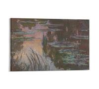 Impression sur toile Claude Monet - Nénuphars et soleil couché - Art mural cool - Décoration d'intérieur - 50 x 75 cm