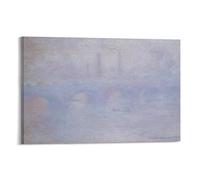Impression sur toile Claude Monet - Pont de Waterloo - Effet du brouillard - Décoration murale - 60 x 90 cm