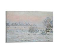 Impression sur toile Claude Monet - Soleil d'hiver, Lavacourt - Décoration murale pour chambre à coucher et salon - 60 x 90 cm