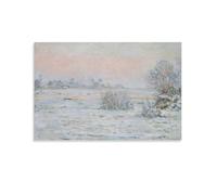 Impression sur toile Claude Monet - Soleil d'hiver, Lavacourt - Décoration murale pour salon, chambre à coucher - 40 x 60 cm