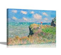 Impression sur toile Cliff Walk at Pourville par Claude Monet - Décoration murale pour la maison, le salon - Art moderne - Grand format - 76 x 50 cm