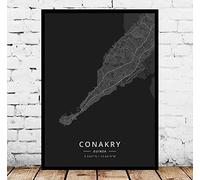Impression Sur Toile,Conakry Guinée Carte De La Ville Affiches Œuvres D’Art Modernes Images Non Encadrées Impressions Personnalisation Peintures Souvenir Cadeau Décoration Intérieure, 50X70Cm /