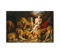Impression sur toile Daniel dans la tanière des lions par Peter Paul Rubens - Décoration murale moderne pour chambre à coucher - 60 x 90 cm