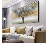 Impression sur toile d'arbre abstrait, grande affiche murale, décoration de paysage moderne, pour salon, 40 x 80 cm, cadre noir