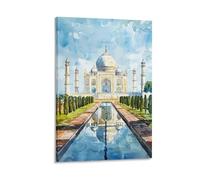 Impression sur toile d'architecture du Taj Mahal Inde, point de repère de l'Agra, affiche d'œuvre d'art pour décoration d'intérieur : salon, chambre à coucher, salle de bain, bureau, 30 x 45 cm