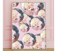 Disco Ball Wall Art Pink Disco Poster Funky Canvas Wall Art Preppy Aesthetic Room Pictures Trendy Funky Posters Girly Posters for Bedroom Vintage Disco Print 70s Pictures Wall Decor 16x24inch No