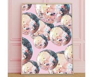 Impression sur toile de bal disco rose - Images esthétiques et tendance pour chambre à coucher - Affiches de filles - Impression disco vintage des années 70 - 40,6 x 61 cm