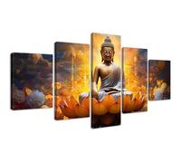 Impression sur toile de Bouddha doré à 5 pièces - Peinture sur toile 30 x 40*2 30x60x2 30 x 80*1 cm affiches Sans cadre
