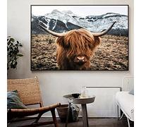 Impression sur toile de bœuf des hautes terres - Images de vache des Highlands nordiques - Impression sur toile - Peinture murale moderne avec vaches des Highlands écossais - Décoration de salon -