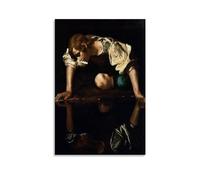 Impression sur toile de Caravage Narcisse - Décoration murale cadeau pour salon, chambre à coucher - 30 x 45 cm