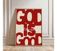 Impression sur toile de citation chrétienne « God Is Good » rouge moderne et rétro, affiche d'art mural pour chambre à coucher, salon, décoration de la maison G3676
