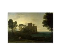 Impression sur toile de Claude Lorrain - Paysage avec psyché à l'extérieur du palais de Cupidon - Art mural à suspendre - 40 x 60 cm