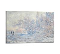 Impression sur toile de Claude Monet (Le givre à Giverny, 1885) - Décoration murale d'intérieur - 60 x 90 cm