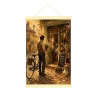 Impression sur toile de fleurs à suspendre - Impressionnisme rustique - Lampe de rue d'automne - Beige chaud - Décoration murale pour maison, salle de ureau, cabine - 50,8 x 71,1 cm