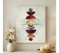 Impression sur toile de formes circulaires abstraites géométriques, rouge, bleu, jaune, décoration d'intérieur moderne pour salon, chambre à coucher, bureau, œuvre d'art esthétique 40,6 x 50,8 cm