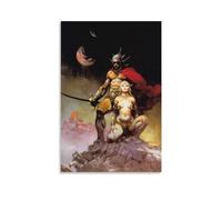 Impression sur toile de Frank Frazetta A Fighting Man of Mars - Illustration fantastique - Décoration murale moderne - 30 x 45 cm