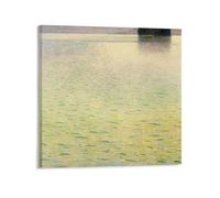 Impression sur toile de Gustav Klimt Island in The Attersee - Décoration murale moderne - 40 x 40 cm