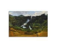 Impression sur toile de Jean-Baptiste-Camille Corot « The Terni Waterfall » - Décoration murale moderne pour chambre à coucher - 20 x 30 cm