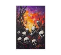 Impression sur toile de la collection de crânes ardents - Décoration murale pour salon, chambre à coucher - 20 x 30 cm