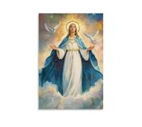 Impression sur toile de la Vierge Marie pour décoration murale d'intérieur : église, chambre à coucher, salon - 20 x 30 cm