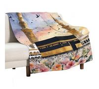 Impression sur toile de l'architecture de la Mecque de la Kaaba, Mosquée de Haram, Kaaba Masjed, Arabie saoudite, cadeau musulman - Décoration murale douce et légère - 150 x 200 cm