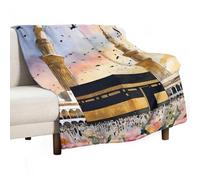 Impression sur toile de l'architecture de la Mecque de la Kaaba, Mosquée de Haram, Kaaba Masjed, Arabie saoudite, cadeau musulman - Décoration murale douce et légère - 130 x 150 cm